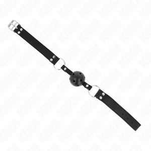 KINK - BREATHABLE BALL 4 CM GAG WITH DOUBLE RIVET MODEL 1 BLACK 62.5 x 2.5 CM ADJUSTABLE 42-58 CM LoveYou.lv