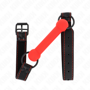 KINK - BONE GAG WITH LEATHERETTE STRAP RED ADJUSTABLE 41-57 CM LoveYou.lv