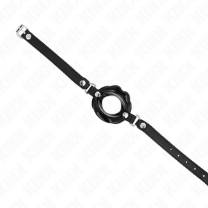 KINK - USTA 8 CM Knebel Z CZARNYM SKÓRZANYM PASKIEM 63 x 2 CM Z REGULACJĄ 39-58 CM - LoveYou.lv