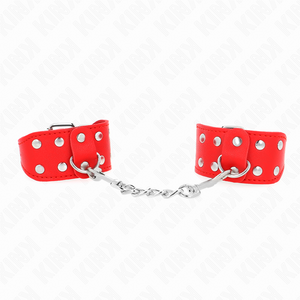 KINK - WRISTBANDS WITH DOUBLE LINE OF ADJUSTABLE STUDS RED - LoveYou.lv