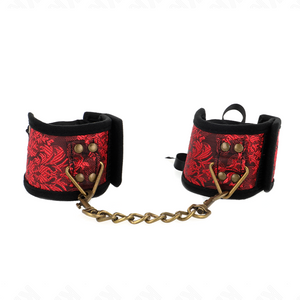 KINK - SCANDAL WRIST RESTRAINTS RED-BLACK LACE DETAILS 24.5 CM X 6.5 CM - LoveYou.lv