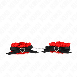 KINK - LACE ELASTIC WRIST RESTRAINTS RED HEART DETAILS ADJUSTABLE 22-35 CM - LoveYou.lv