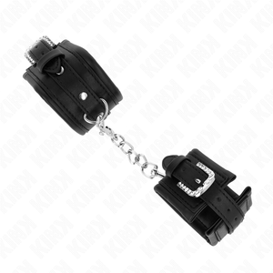 KINK - RHINESTONE BUCKLE WRIST RESTRAINTS BLACK ADJUSTABLE 25-32 CM X 5.5 CM - LoveYou.lv