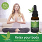 Woman practicing yoga next to Cibidil CBD oil bottle, promoting relaxation benefits of 15% CBD for stress and fatigue relief.