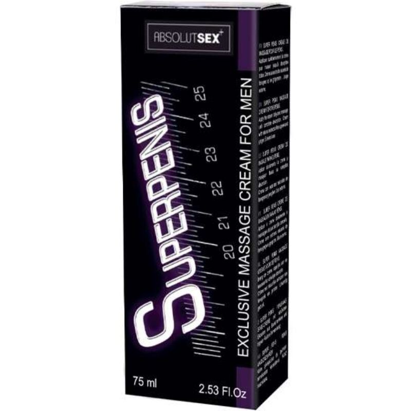 RUF Superpenis Penis Cream 75 ml, Exclusive Massage Cream for Men, Black Packaging with Metric Scale and Eucalyptol Infusion
