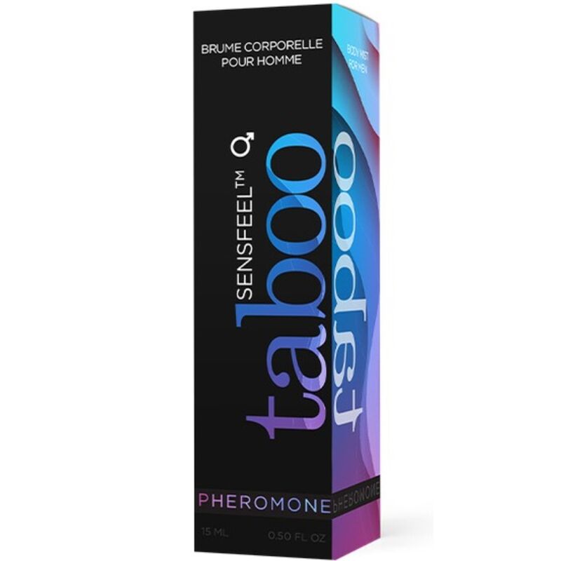 RUF Taboo Pheromone for Him perfume box, featuring SensfeelTM technology for increased attraction, 15ml bottle.