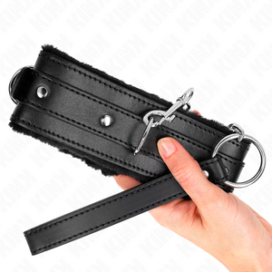 KINK - COLLAR WITH LEASH 65 CM WITH RESTRICTIONS BLACK 36-42 CM X 5.5 CM LoveYou.lv
