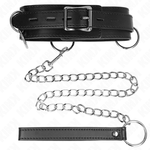 KINK - ОЖЕРЕЛЬЕ С 3 КОЛЬЦАМИ В СТИЛЕ РАБСТВА С РЕМЕШКОМ 80 СМ 53 X 5 СМ