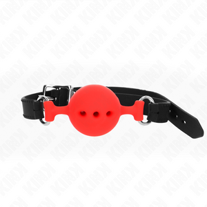 KINK - FULL SILICONE GAG 55 x 2 CM WITH 4.5 CM BALL SIZE M RED ADJUSTABLE 35-51 CM LoveYou.lv