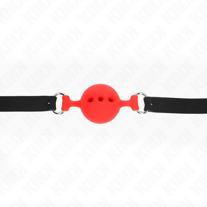 KINK - FULL SILICONE GAG 55 x 2 CM WITH 4.5 CM BALL SIZE M RED ADJUSTABLE 35-51 CM LoveYou.lv