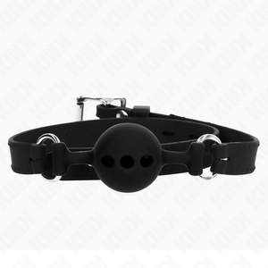 KINK - FULL SILICONE GAG 55 x 2 CM WITH 4 CM BALL SIZE S BLACK ADJUSTABLE 35-51 CM LoveYou.lv