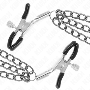 KINK - ЗАЖИМЫ ДЛЯ СОСКОВ С 3 ЦЕПЯМИ ЧЕРНЫЕ 20/23/28 СМ