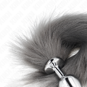 KINK - ANAL PLUG SIZE M 8 X 3.5 CM WITH SYNTHETIC TAIL 40 CM GREY AND WHITE LoveYou.lv