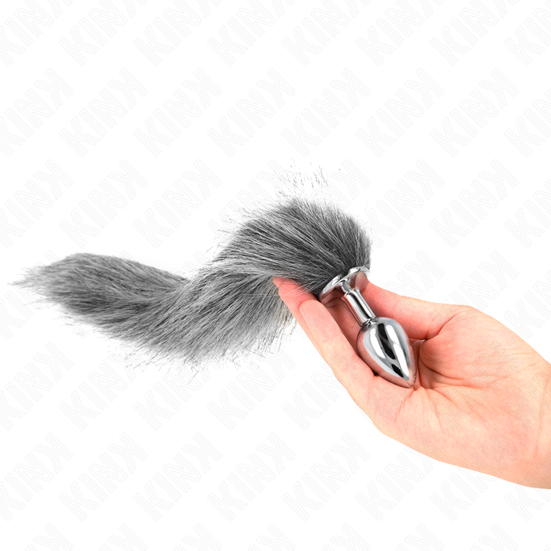 KINK - ANAL PLUG SIZE S 7 X 3 CM WITH SYNTHETIC TAIL 40 CM GREY LoveYou.lv