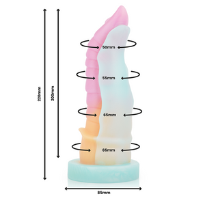 Colorful EPIC Kelpie dildo with measurements, inspired by Celtic mythological water spirit horse.