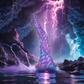 NOKKEN dildo inspired by mythological Nøkken, in a mystical cave setting with water and glowing ambiance.