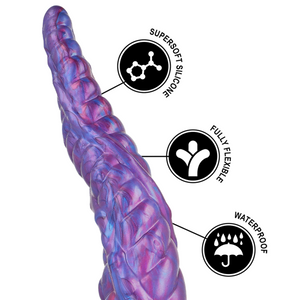 EPIC NOKKEN dildo features supersoft silicone, fully flexible design, and waterproof construction in a vibrant, sculpted form.