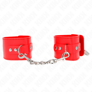 KINK - WRIST RESTRAINTS WITH PADLOCK CLOSURE RED ADJUSTABLE 16-23 CM X 5.5 CM - LoveYou.lv