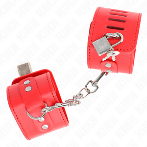 KINK - WRIST RESTRAINTS WITH PADLOCK CLOSURE RED ADJUSTABLE 16-23 CM X 5.5 CM - LoveYou.lv