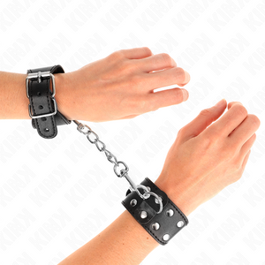 KINK - WRISTBANDS WITH DOUBLE LINE OF ADJUSTABLE STUDS BLACK - LoveYou.lv