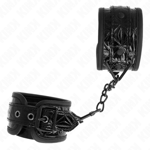 KINK - DIAMOND PATTERN WRIST RESTRAINTS BLACK ADJUSTABLE 17-26 CM X 5.5 CM - LoveYou.lv