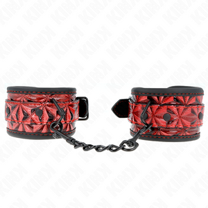KINK - DIAMOND PATTERN WRIST RESTRAINTS DARK RED ADJUSTABLE 17-26 CM X 5.5 CM - LoveYou.lv