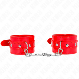 KINK - SHINY HAND CUFFS RED ADJUSTABLE 23-33 CM - LoveYou.lv
