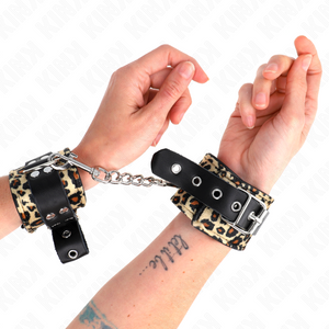 KINK - LEOPARD REAL LEATHER WRIST RESTRAINT ADJUSTABLE 18-29 CM X 5.5 CM - LoveYou.lv