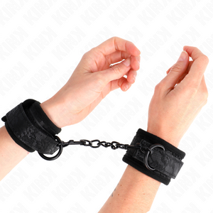 KINK - ТЕМНЫЕ КРУЖЕВНЫЕ МАНЖЕТЫ НА ЗАПЯСТЬЯХ, НЕОПРЕНОВЫЕ, РЕГУЛИРУЕМЫЕ, ЧЕРНЫЕ 20-29 СМ X 5 СМ