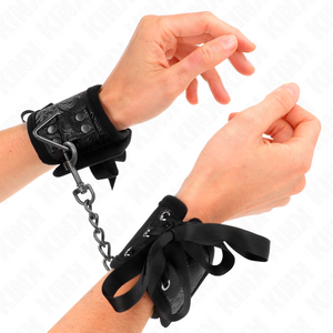 KINK - SCANDAL WRIST RESTRAINTS BLACK LACE DETAILS 24.5 CM X 6.5 CM - LoveYou.lv