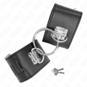 KINK - FIXED WRIST RESTRAINTS WITH RING AND PADLOCK CLOSURE BLACK ADJUSTABLE 16-23 CM X 5.5 CM - LoveYou.lv