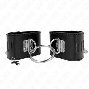 KINK - FIXED WRIST RESTRAINTS WITH RING AND PADLOCK CLOSURE BLACK ADJUSTABLE 16-23 CM X 5.5 CM - LoveYou.lv