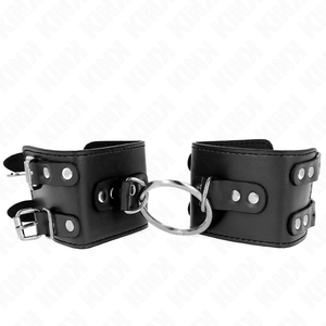 KINK - FIXED WRIST RESTRAINTS WITH RING AND STUDS ADJUSTABLE BLACK 17-22 CM X 6.5 CM - LoveYou.lv