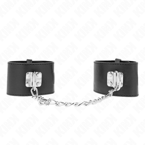 KINK - FIXED WRIST RESTRAINTS WITH CHAIN 30 CM AND PADLOCK CLOSURE BLACK ADJUSTABLE 16-23 CM X 5.5 CM - LoveYou.lv