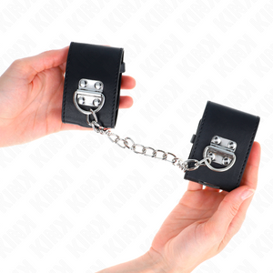 KINK - FIXED WRIST RESTRAINTS WITH CHAIN 30 CM AND PADLOCK CLOSURE BLACK ADJUSTABLE 16-23 CM X 5.5 CM - LoveYou.lv