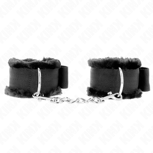 KINK - FURRY LINED WRIST RESTRAINTS BLACK ADJUSTABLE 17-31 CM X 7 CM - LoveYou.lv