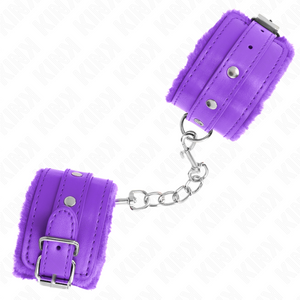 KINK - PREMIUM FUR LINED WRIST RESTRAINTS PURPLE WITH PURPLE BELT ADJUSTABLE 17-29 CM X 6 CM - LoveYou.lv
