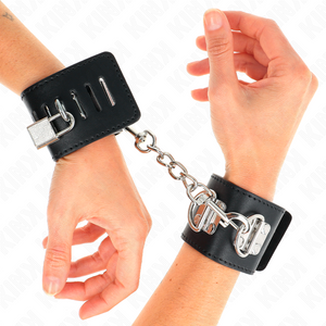KINK - MULTIPOSITION WRIST RESTRAINTS WITH PADLOCK CLOSURE BLACK ADJUSTABLE 16-23 CM X 5.5 CM - LoveYou.lv