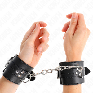 KINK - WRIST RESTRAINTS BLACK WITH BLACK BELT ADJUSTABLE 17-28 CM X 6 CM - LoveYou.lv