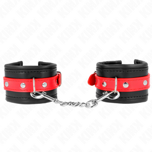 KINK - WRIST RESTRAINTS BLACK WITH RED BELT ADJUSTABLE 17-28 CM X 6 CM - LoveYou.lv