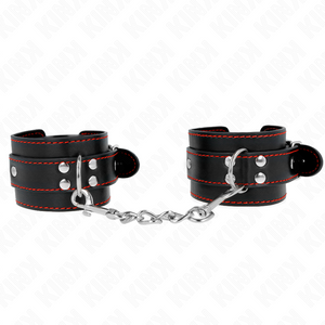 KINK - WRIST RESTRAINTS BLACK WITH RED LINING ADJUSTABLE 20-28 CM X 5.5 CM - LoveYou.lv