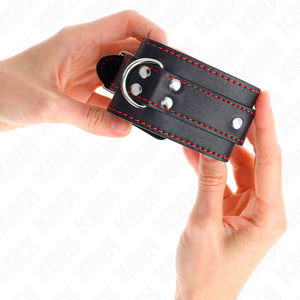 KINK - WRIST RESTRAINTS BLACK WITH RED LINING ADJUSTABLE 20-28 CM X 5.5 CM - LoveYou.lv