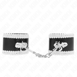 KINK - BLACK WRIST RESTRAINTS WITH WHITE DECORATE LACE ADJSUTABLE 20-23 CM X 5.5 CM - LoveYou.lv