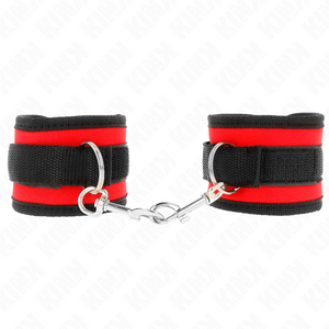 KINK - NYLON BIND HOOK&LOOP WRIST RESTRAINTS RED-BLACK MODEL 2 ADJUSTABLE 18-35 CM X 6 CM - LoveYou.lv