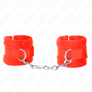 KINK - BEGINNER FUR HAND CUFFS RED 30 X 7 CM - LoveYou.lv