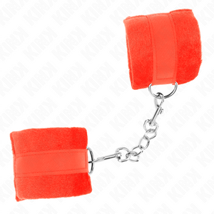 KINK - BEGINNER FUR HAND CUFFS RED 30 X 7 CM - LoveYou.lv