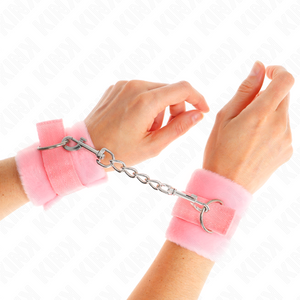 KINK - BEGINNER FUR HAND CUFFS PINK 30 X 7 CM - LoveYou.lv