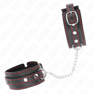KINK - SMALL WRIST RESTRAINTS BLACK WITH RED LINING ADJUSTABLE 14-24 CM X 3.5 CM - LoveYou.lv
