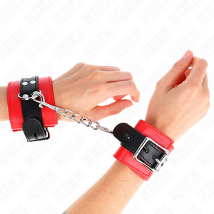 KINK - WRIST RESTRAINTS RED WITH BLACK BELT ADJUSTABLE 17-28 CM X 6 CM - LoveYou.lv