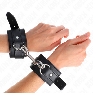 KINK - WRIST RESTRAINTS-SINGLE RIVET ROW BLACK ADJUSTABLE 17-28 CM X 5 CM - LoveYou.lv